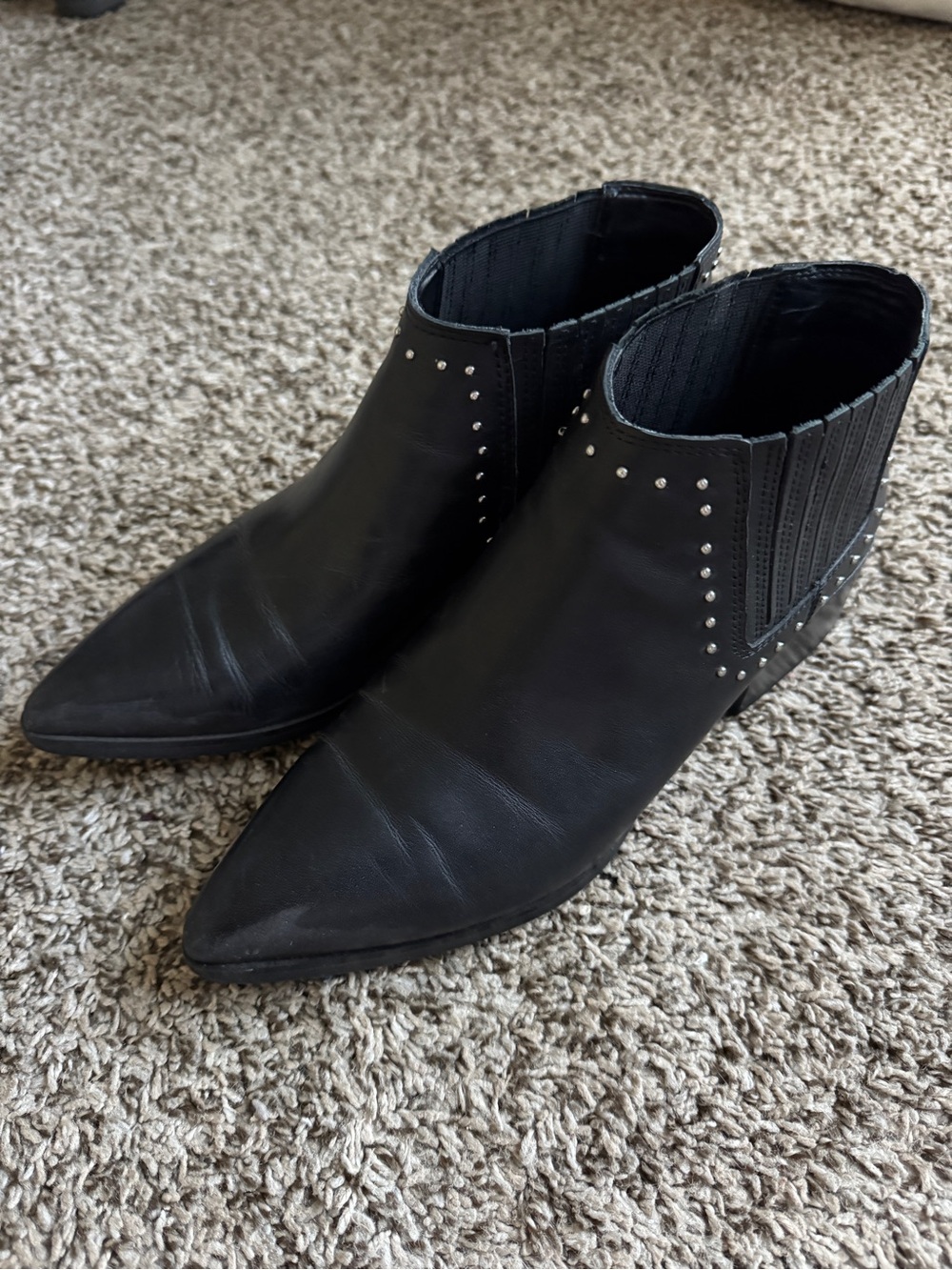 Marc Fisher Black Pointed Toe Studded Ankle Booties